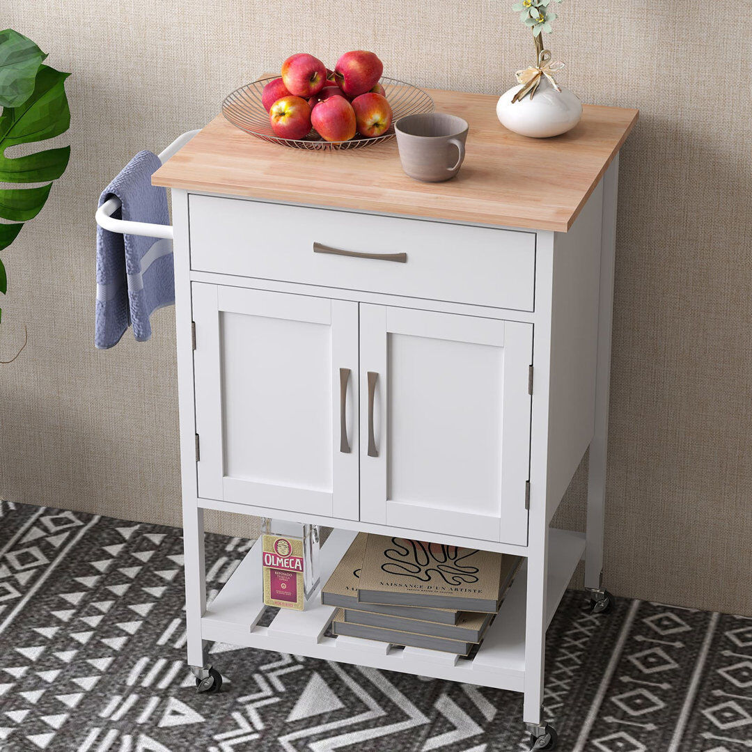 Brambly Cottage Nepeta 73 cm W Kitchen Cart with White 90cm H X 73cm W X 48cm D