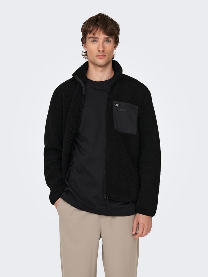 ONLY & SONS Fleecejacke "Dallas" in Schwarz - L