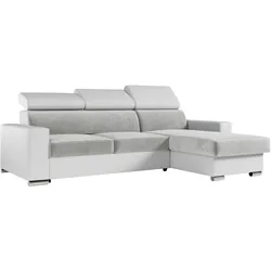 ECKSOFA FOX-L Hellgrau/Weiß