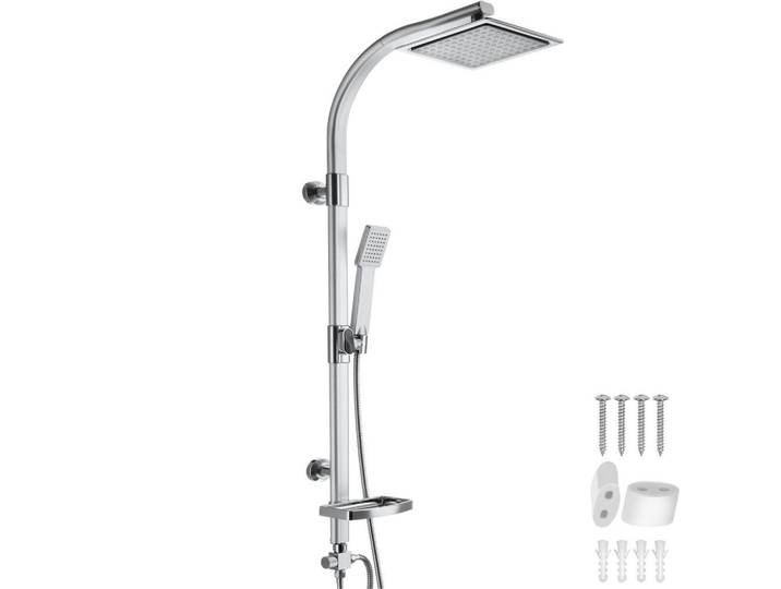 tectake Aluminium Regenduschsystem, Antikalktechnik, grau, Grau, Metall, 20x110x49 cm, Badezimmer, Baden & Duschen, Duscharmaturen