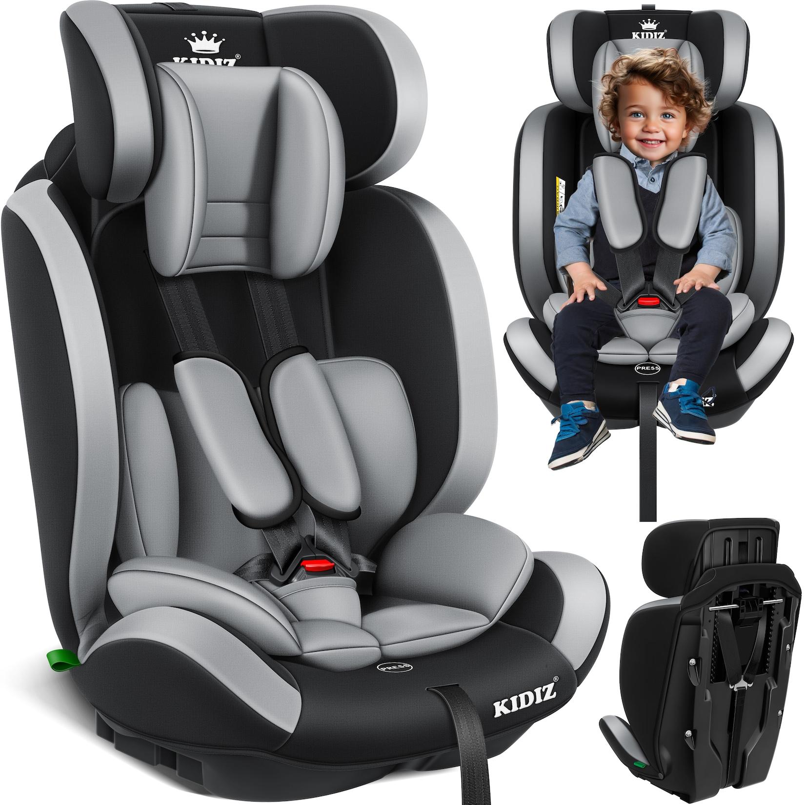 KIDIZ® Autokindersitz Kinderautositz Gruppe 1+2+3 9-36 kg 5-Punkt-Sicherheitsgurt, Autositz, Kindersitz, Einstellbare Kopfstütze
