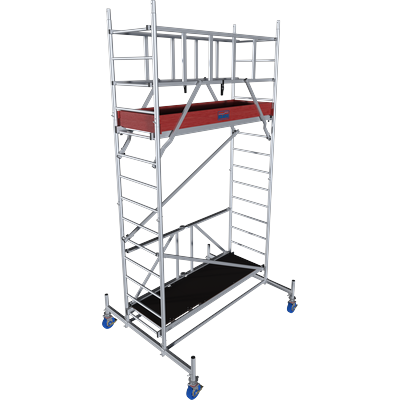 Fahrgerüst KRAUSE "ProTec XS Alu-FaltGerüst", grau (aluminiumfarben), B:185cm H:400cm L:225cm, Aluminium, Gerüste, Arbeitshöhe: 4,8 Meter