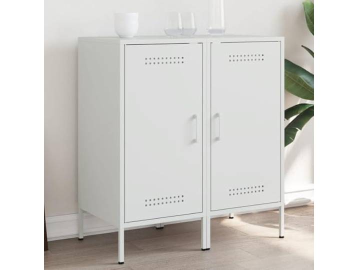 Jkghdrt Sideboard 2 STK. Weiß 36x39x79 cm Stahl Beistellschrank Sideboard 2 Stk. Weiß 36x39x79 cm Stahl Beistellschrank