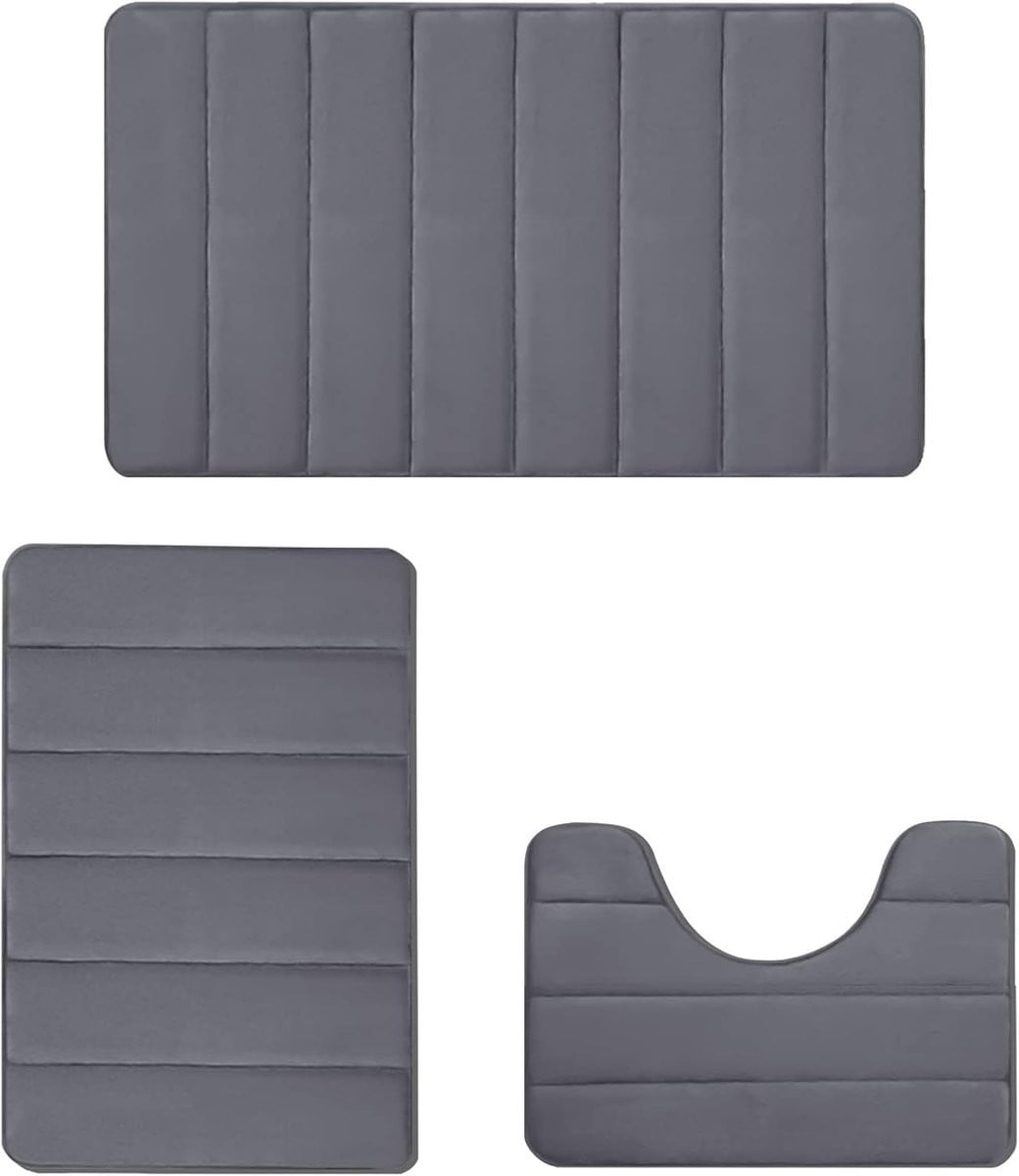 Badkamermat Set van 3 stuks - Donkergrijs
