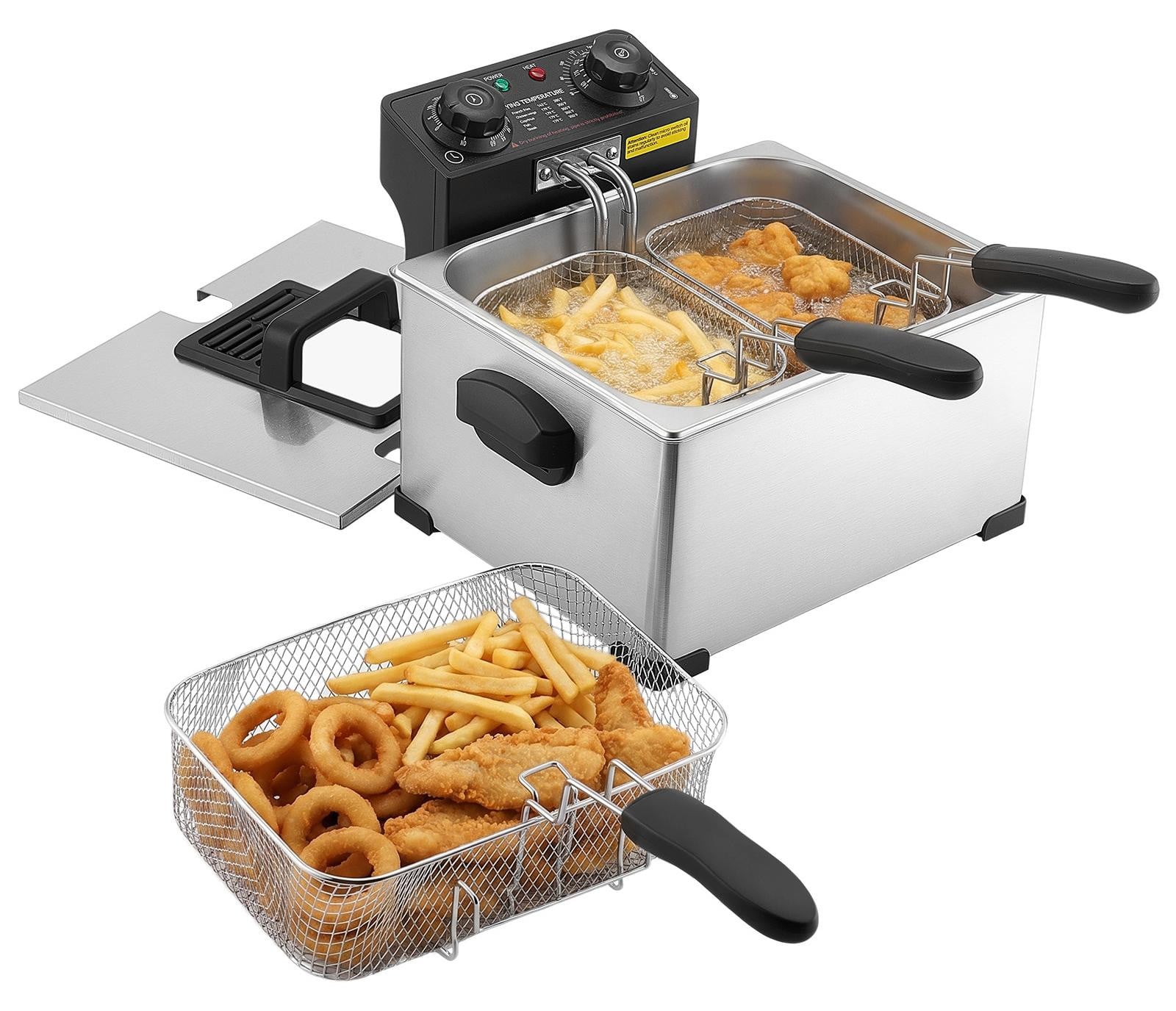 VEVOR Professionele elektrische friteuse, 5,2 liter, 2500W, roestvrij staal, zilver
