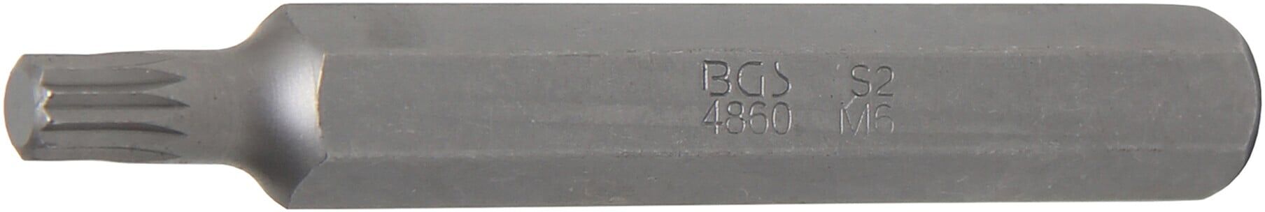 BGS Bit 4860, Länge 75 mm, Antrieb Außensechskant 10 mm (3/8"), Innenvielzahn (für XZN) M6 ; BGS technic)