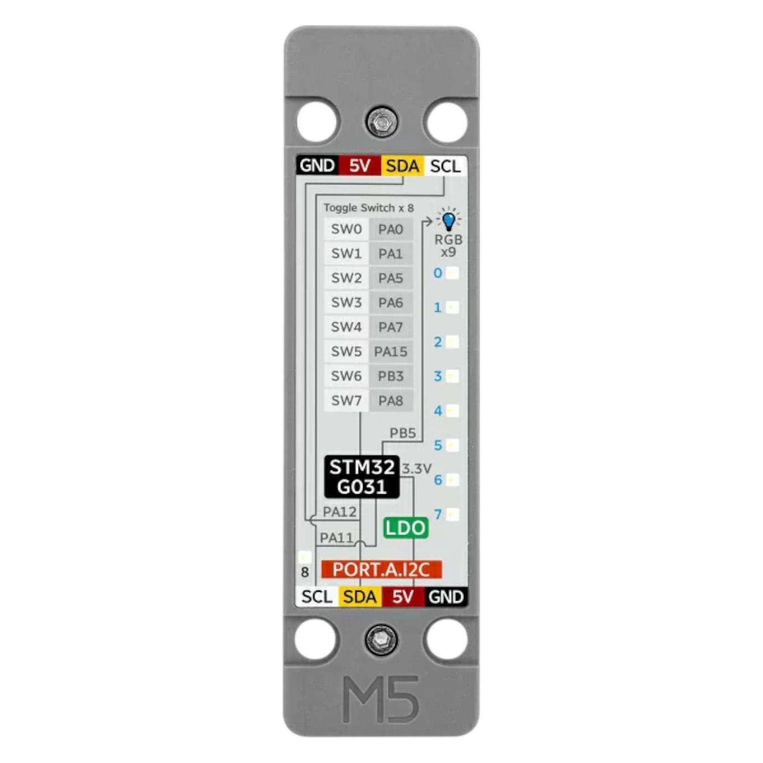 M5Stack Unit ByteSwitch mit 8-Fach Kippschalter (56743266)