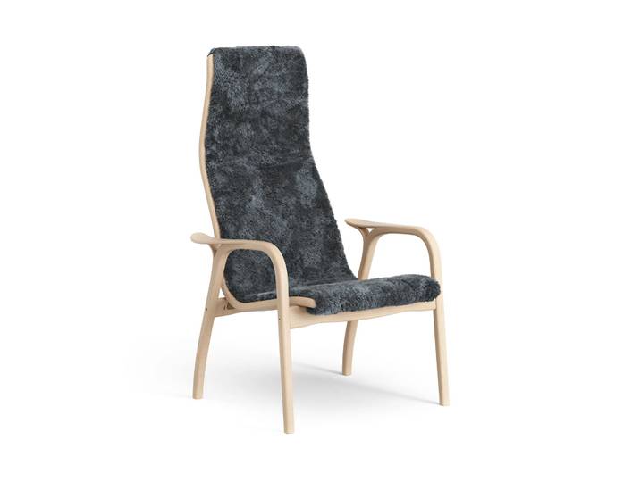 Swedese Lamino Sessel lackierte Buche/Schaffell Charcoal (dunkelgrau)