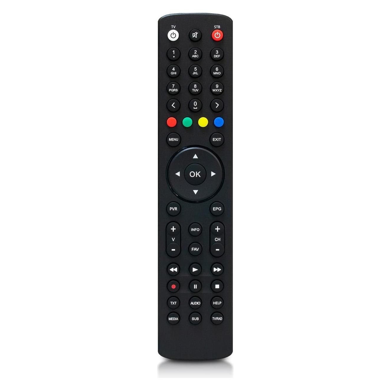 Abcom AB ALLTV Fernbedienung für AB CryptoBox 8xx7xx6xx5xx4xx, PULSe, PULSe Mini, Schw (Gerätespezifische Fernbedienung, Infrarot) (DO AB ALL TV)