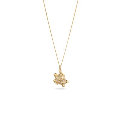 Kette mit Anhänger ELLI "Halskette Schildkröte mit Kristallen von Swarovski 925 Sterling Silber" Gr. 45, gold, Halsketten, Damen, Silber 925 (Sterlingsilber)