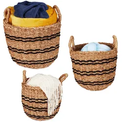 Relaxdays, Aufbewahrungskorb, 3x Aufbewahrungskorb (35 cm, 3x)