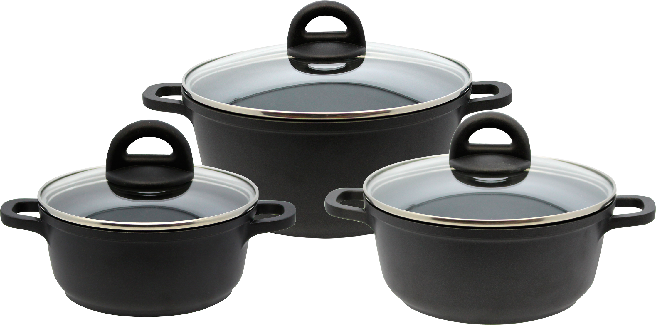Topf-Set ELO BASIC "Black", schwarz, Töpfe, Topf-Set, mit hochwertiger Antihaftversiegelung, Induktion schwarz Einheitsgröße
