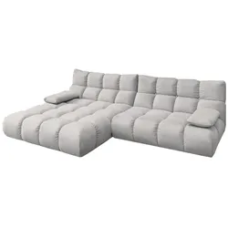 KAWOLA Sofa VIVIEN Ecksofa Velvet silber Longchair links