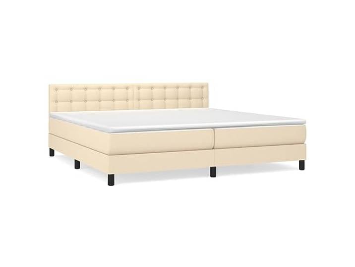 PUGYNBK Boxspringbett, 200 x 200 cm, mit Taschenfederkernmatratze, cremefarben
