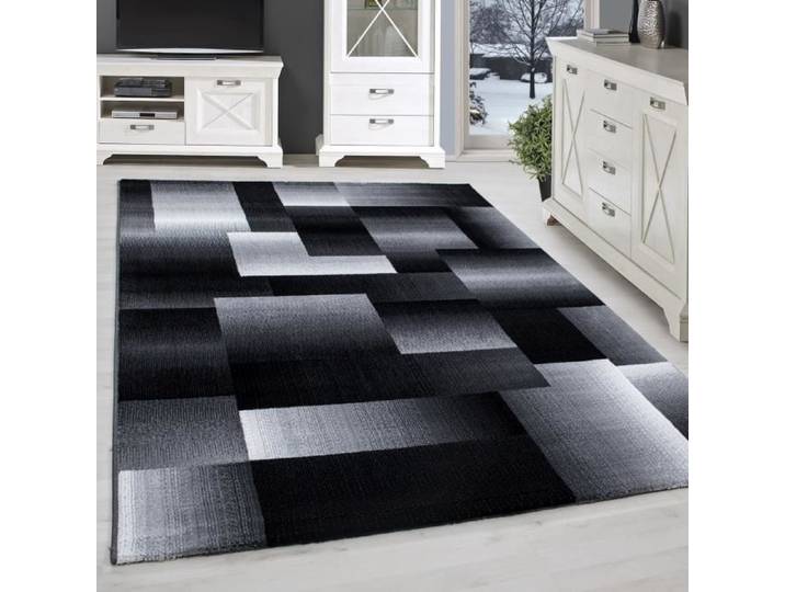 Tapis - Fleuri abstrait karts - Noir gris blanc - 160x230 cm
