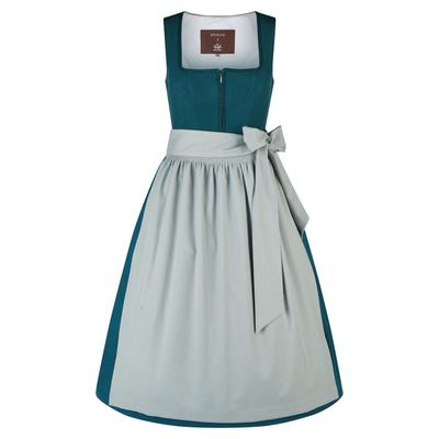 Dirndl SPIETH & WENSKY "Spieth & Wensky Dirndl Uschi", Damen, Gr. 34, N-Gr, blau (petrol), Obermaterial: 97% Polyester PES. 3% Elasthan EL., uni, festlich, regular fit, eckiger Ausschnitt, Kleider, Reißverschluss vorne, 70 cm lang