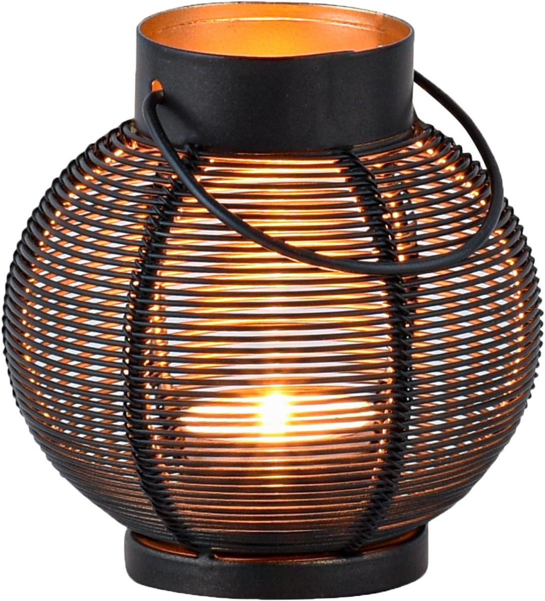 Ronde Metalen Theelichthouder Scandinavisch Design Zwart Goud Decoratief Windlicht
