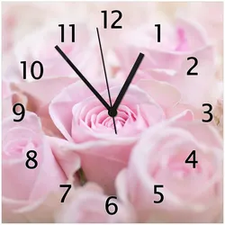 Wallario Uhr 30 x 30 cm, weiße Zeiger Rosafarbene Rosenblüten im Strauß