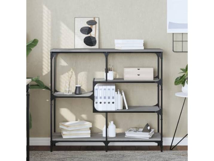 HEFZGDB Konsolentisch Grau Sonoma 103x32x95 cm Holzwerkstoff mit Metallrahmen und verstellbaren Beinen für Stauraum Dieser stilvolle Graue Konsolentisch aus Holzwerkstoff
