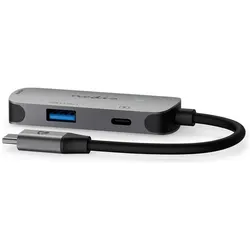 Nedis CCGB64230GY01 (USB-C, 3 Ports), Dockingstation + USB Hub, Grau