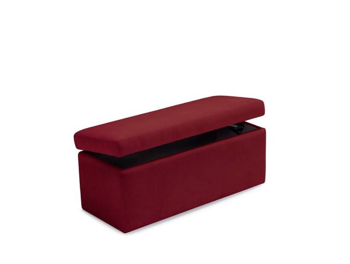 Banc de rangement en tissu chenille bordeaux 110x45 cm