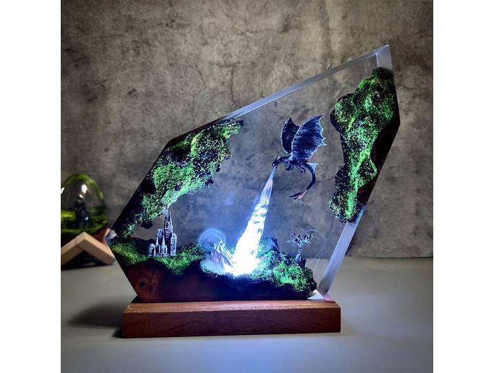 Articles personnalisés résine Table lumière château magique Dragon thème LED veilleuse créative artistique chambre décoration lampe USB Charge