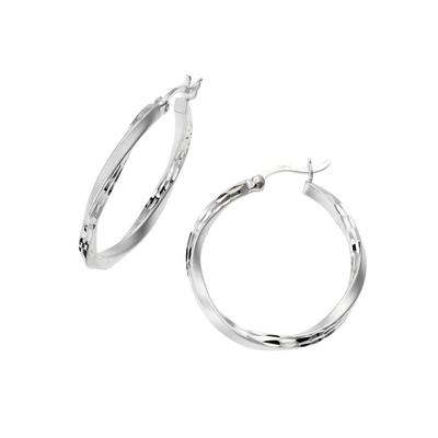 Paar Creolen FIRETTI "Schmuck Geschenk Silber 925 Basic diamantiert" Gr. 25, silber (silberfarben), Ohrringe, Damen, 25, Silber 925 (Sterlingsilber)