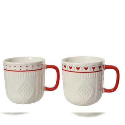 Christmas Decorations 1 Herztasse 9cm Porzellantasse Herzmotiv Teetasse Kaffeetasse Teebecher Liebe Valentinstag Vintage Porzellan Becher Geschirr Geschenk Weiß Rot