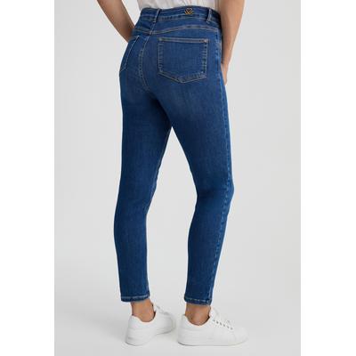 High-waist-Jeans WONDERJEANS "Skinny", Damen, Gr. 40, Länge 28, blau (stone blau), Denim/Jeans, Obermaterial: 89% Baumwolle, 6% Polyester, 5% Elasthan, skinny fit normal, Jeans High-Waist-Jeans, in körperbetonter Passform