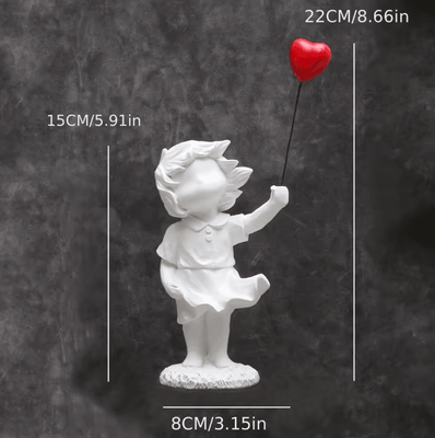 Uplift Curations ArtMuse Banksy Inspired Balloon Girl Resin Ornament For Modern Home Decor & Statement Interiors white Girl Qiqiu