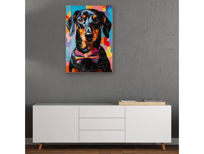 Leinwandbild Waldi Mischgewebe Schwarz/Multicolor 70 x 100 x 4cm