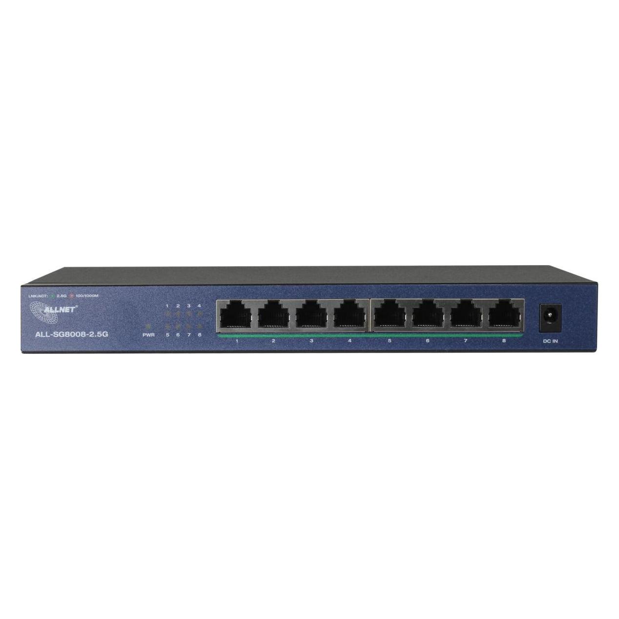 Allnet Switch unmanaged 8 Port 2.5GBit - 8x LAN - Lüfterlos - "ALL-SG8008-2.5G" (8 Ports) (ALL-SG8008-2.5G)