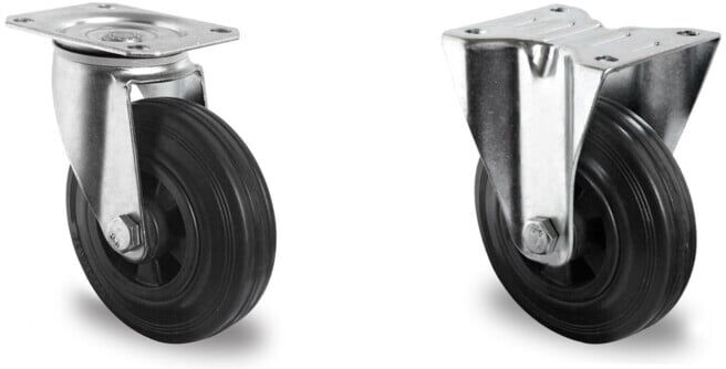 Set CASCOO Lenkrolle ø 160 mm Serie P4S4 Rollenlager + CASCOO Bockrolle ø 160 mm Serie P4S4 Rollenlager