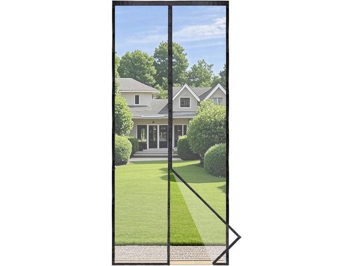 Fliegengitter Tür für Balkontüren, stärkerer Magnetverschluss, schwarz, Schwarz, 100x220x1 cm, Heimtextilien, Vorhänge, Fertigvorhänge, Fertigstore