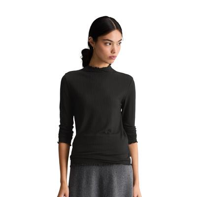 Langarmshirt MARC O'POLO DENIM "aus Lyocell-Stretch-Jersey", Damen, Gr. XXS, rot (rhubarb jam), Obermaterial: 95% Lyocell, 5% Elasthan, gestreift, Basic, slim fit, Babylock, Shirts Langarmshirt