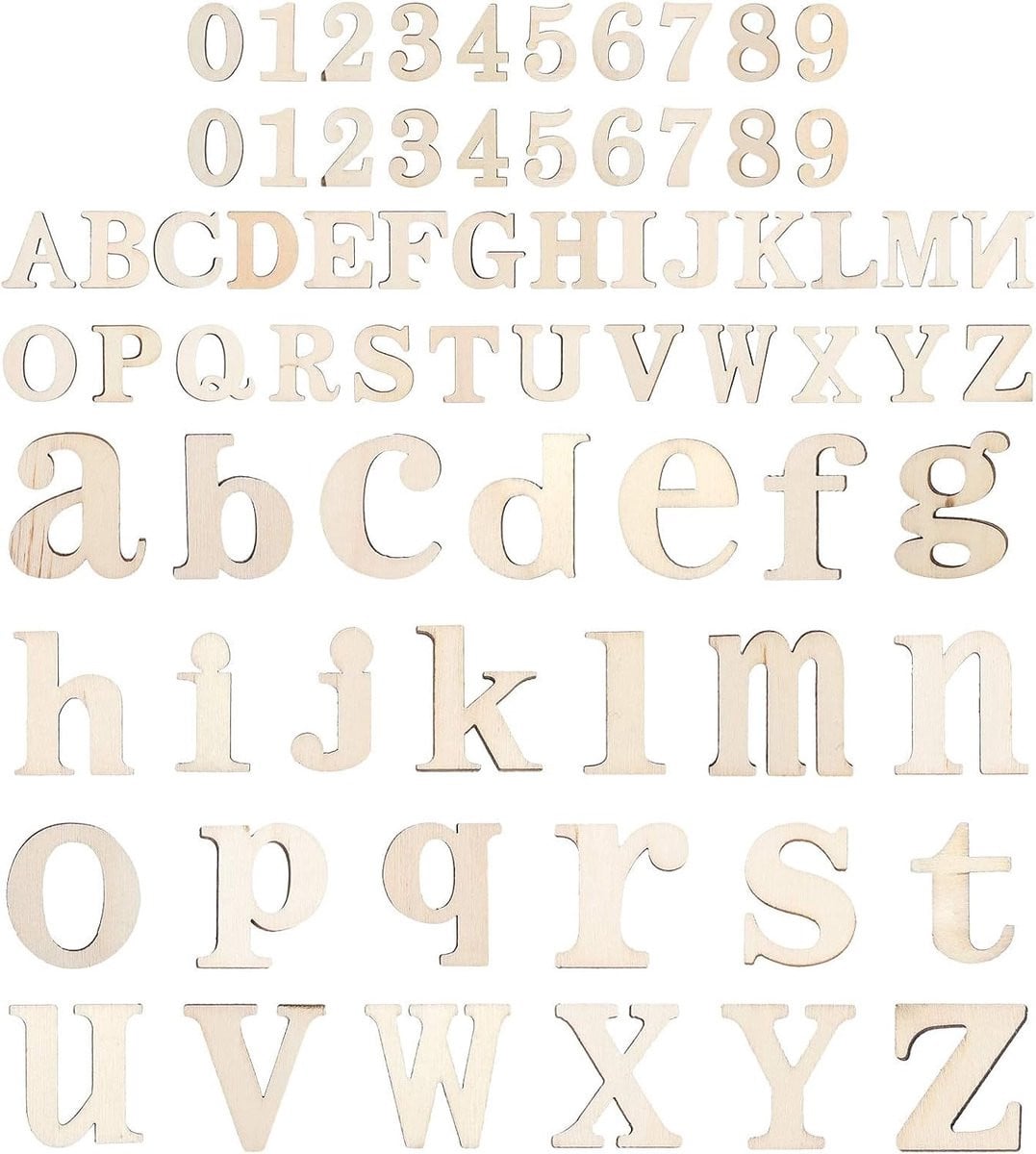 Houten letters en cijfers voor decoratie en scrapbooking