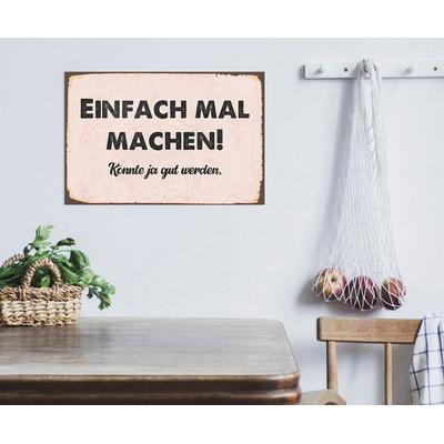 Metallbild QUEENCE "Einfach machen", schwarz (farbe bild(er): schwarz), B:30cm H:20cm, Metall, Stahl, Bilder, Stahlschilder
