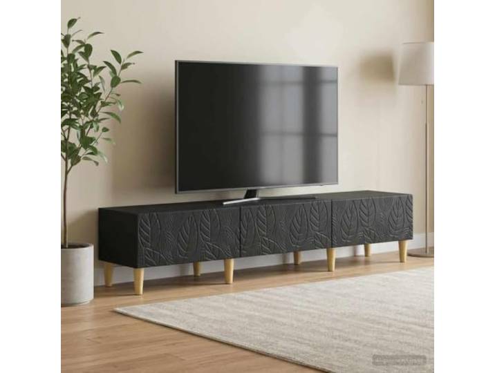 TV-Schrank Holzwerkstoff Schwarz 147 x 34,5 x 30 cm mit Schubladen Vintage-Design, robuste Holzwerkstoff-Konstruktion, praktische Schubladen, flexible Aufstellung als Raumteiler,