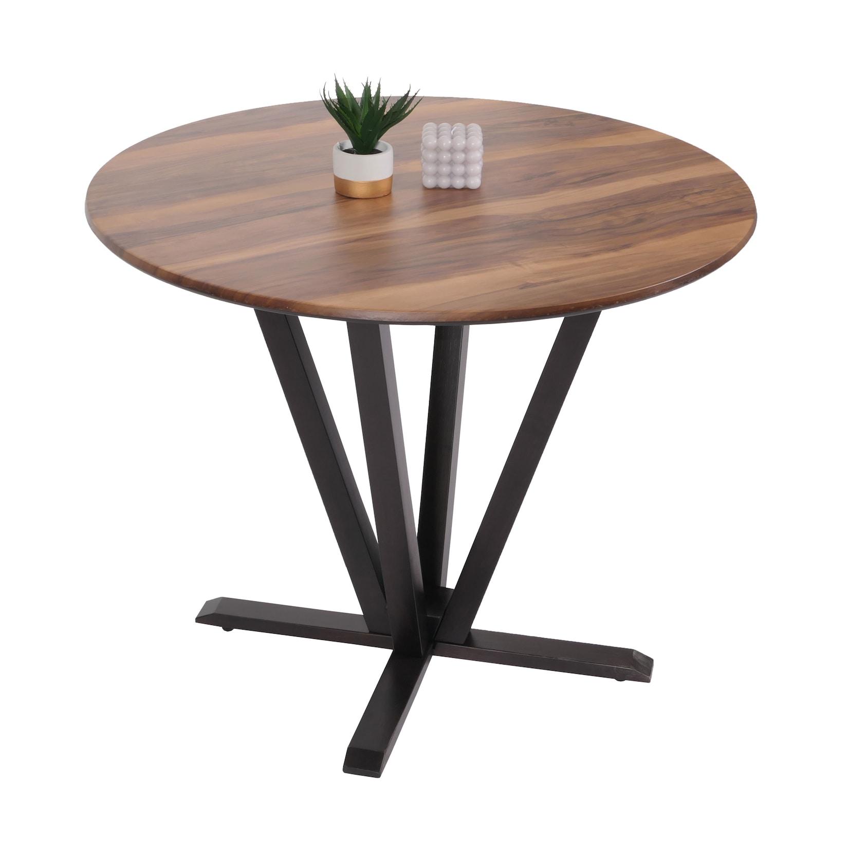 Bistrotisch MCW-M56, Tisch Esstisch, Massiv-Holz HPL Laminat Melamin Ø92cm, Sheesham Holz-Optik, dunkles Gestell