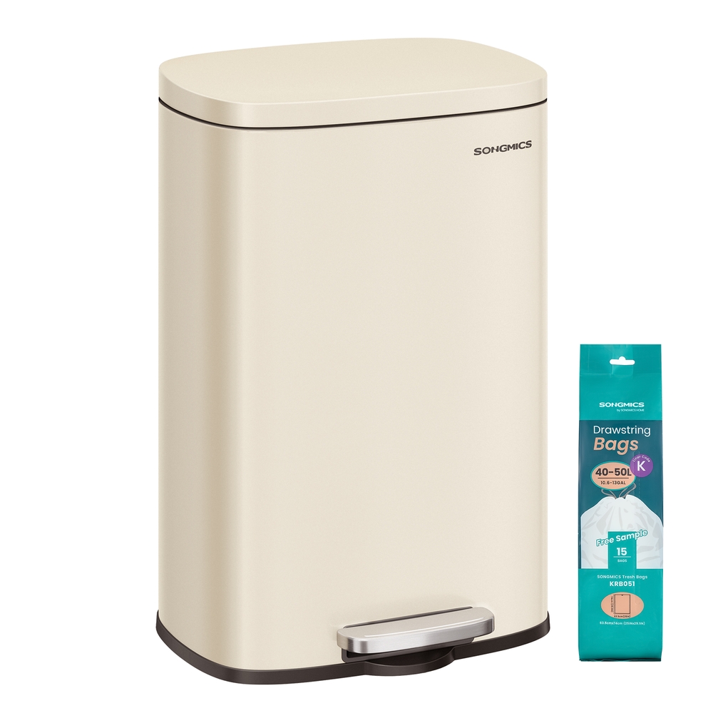 SONGMICS Mülleimer Küche 50 Liter sandbeige LTB050A02