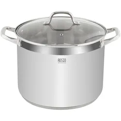 Resto Libra 92008 Stielkasserolle 13 l Ø 28 cm – Edelstahl 18/10 mit Glasdeckel – Induktionsgeeignet – Mit Messskala und Kapselboden