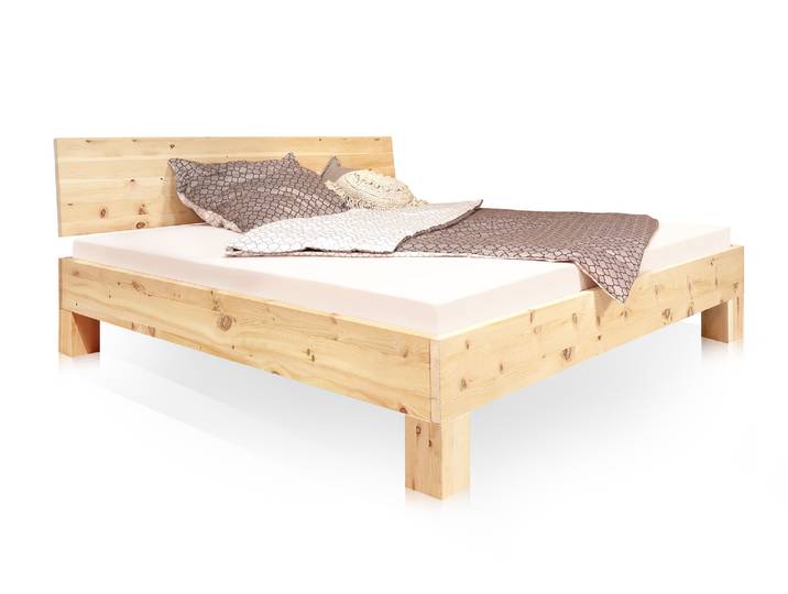 ZABINO 4-Fuß-Zirbenbett mit Kopfteil, Material Massivholz, 180