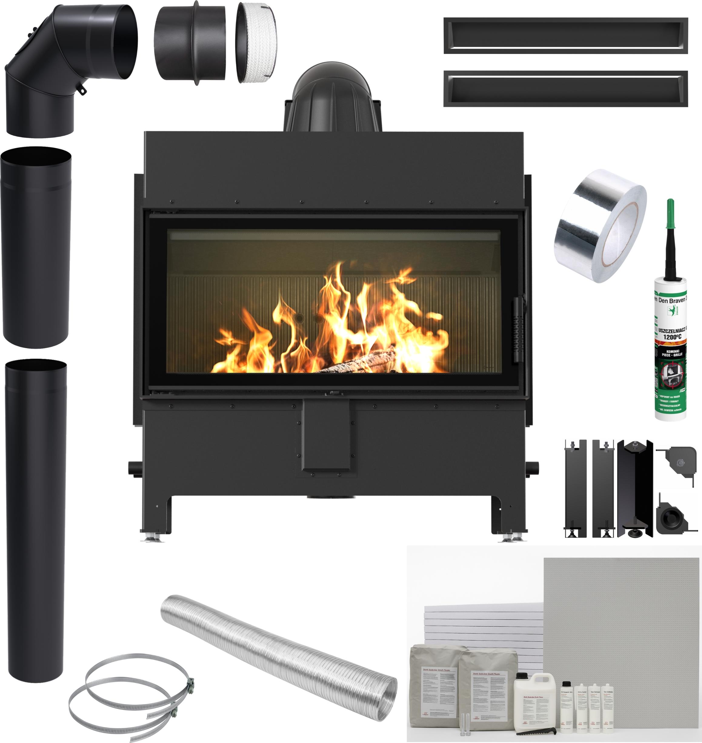 Kamin KRATKI LUCY 16 kW Ø200 SCHWARZ Einbauset mit Schließung