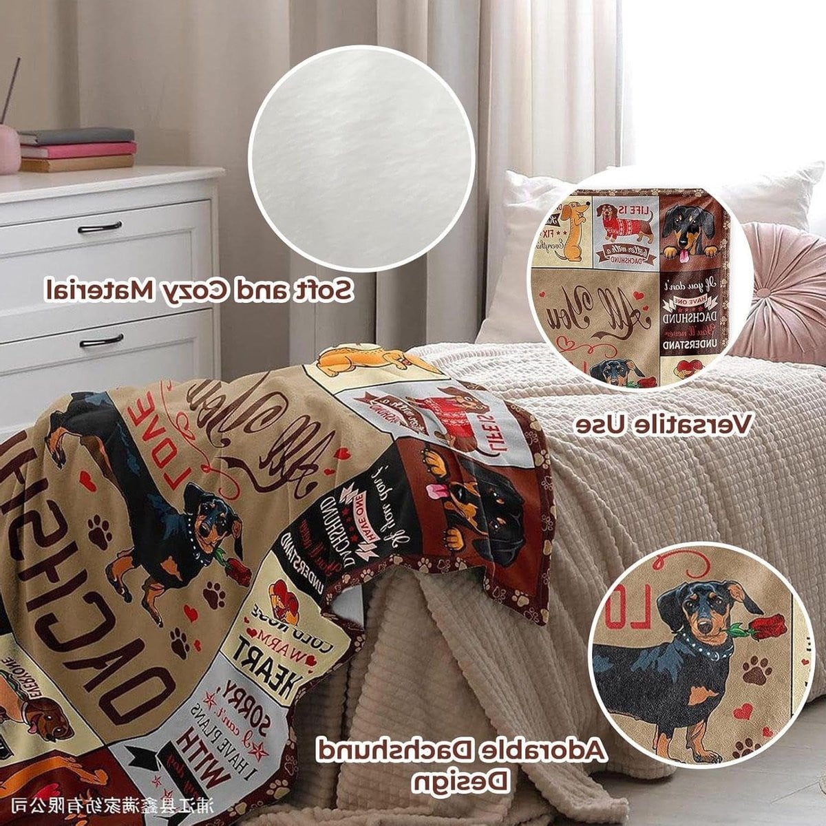 Vintage zachte en comfortabele dekens voor teckels