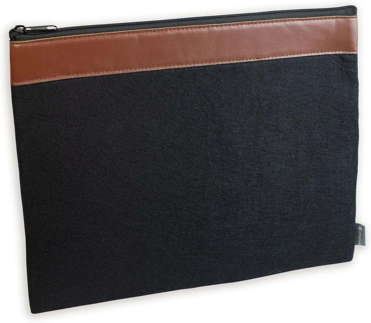 Zwarte vilt banktas voor A4 documenten, portemonnee, cosmetica en tablet