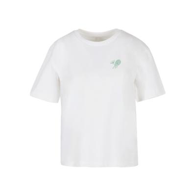 T-Shirt MISS TEE "Miss Tee Chasing Aces Tee", Damen, Gr. S, weiß, 100% Baumwolle, bedruckt, oversize, Rundhals, Shirts T-Shirt