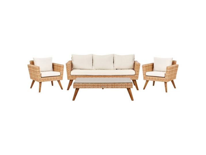 LOUNGE-SET 5-sitzer PE Rattan Cremeweiß Vittoria