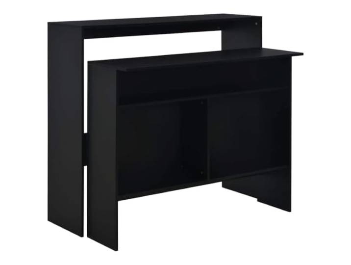 HEFZGDB Bartisch mit 2 Tischplatten Schwarz 130x40x120 cm, Stehtisch aus Holzwerkstoff, robuster Beistelltisch für Wohnraum, Zeitloses Design, praktische Ablagefläche, einfach