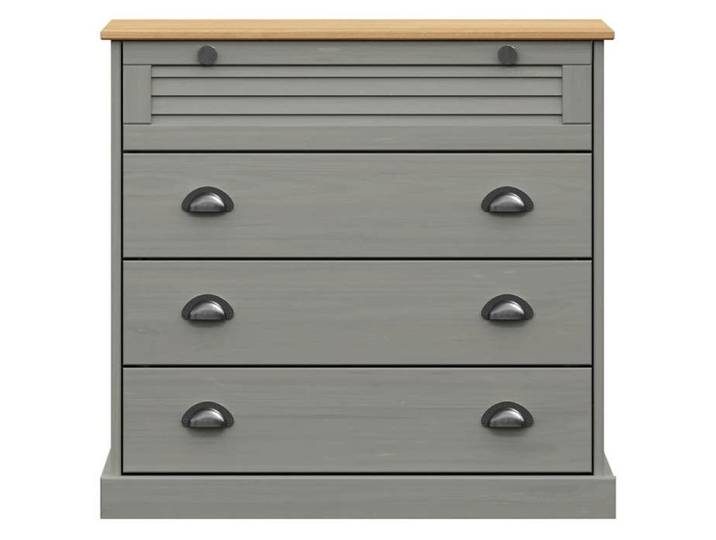 Moderne Commode VIGO Buffet/Commode BURKE Armoire de rangement avec stockage gris 80x40x76 cm bois massif de pin AA2735