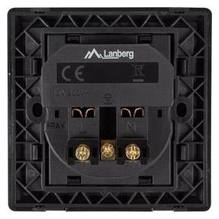 Lanberg AC-WS01-USB2-E-B AC-Wandsteckdose Französisch mit 2-Port-USB-2,1A-Ladegerät, Juodas (AC-WS01-USB2-E-B)